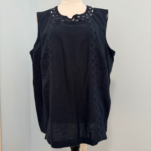 J jill Tops - J Jill Women’s Navy Blue Linen Blend Sleeveless Tank Size XL